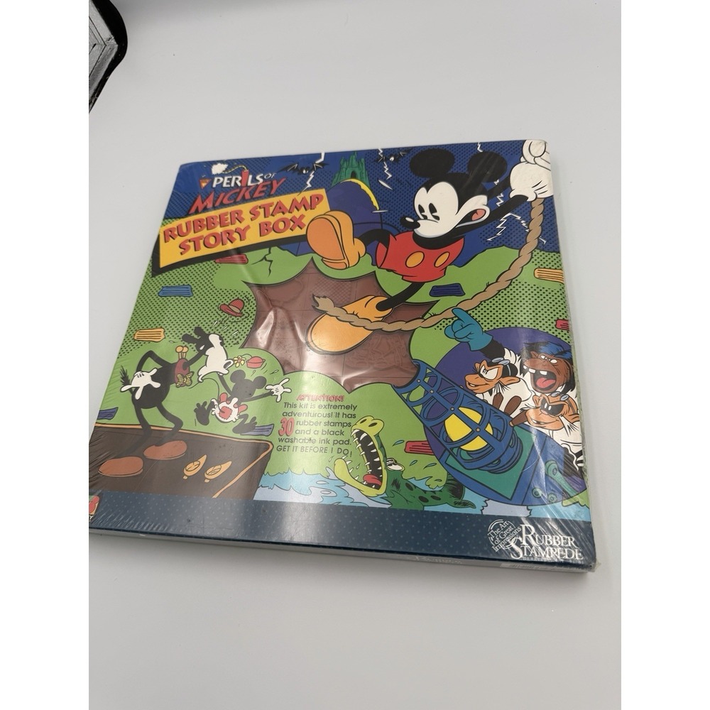 NEW Sealed Vintage Perils Mickey Rubber Stampede Stamp Set Story Box